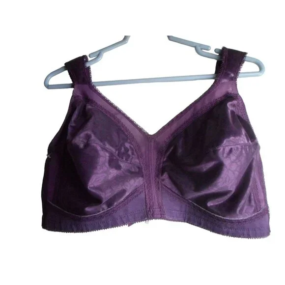 Plaxtex 18 hour Purple Plum Majestic Wireless Shoulder Comfort Bra Floral 44C - Picture 1 of 5